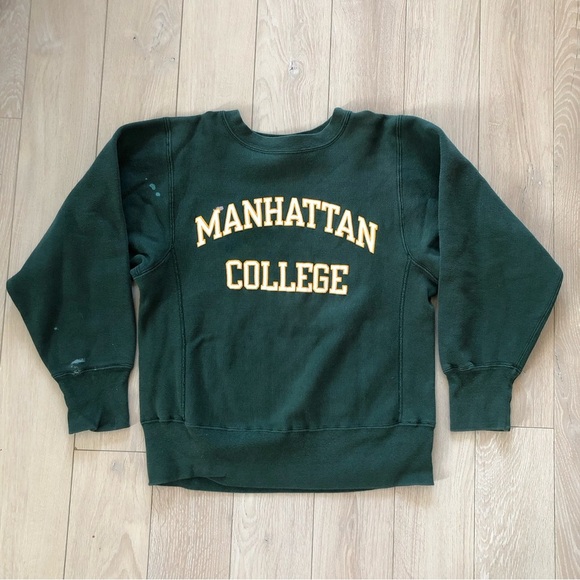 Vintage Champion Manhattan College Crew Neck Sweatshirt Made in USA - Picture 1 of 12
